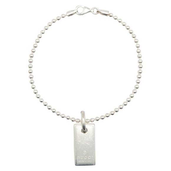 ball chain plate bracelet in SV925 silver for women.